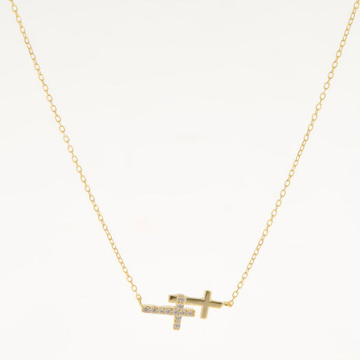 Goldfarbene Halskette aus Sterling Silber mit Zwischenglied - Bild 1 - bitte auswählen, um das Bild zu vergrößern