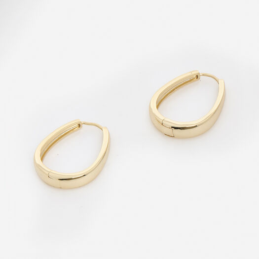 Gold Tone Polish Huggie Hoop Earrings - Image 1 - please select to enlarge image