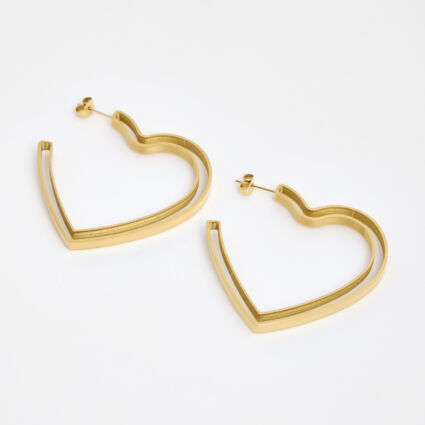 Gold Tone Heart Earrings  - Image 1 - please select to enlarge image