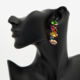 Multicoloured Gemstone Drop Earrings  - Image 2 - please select to enlarge image