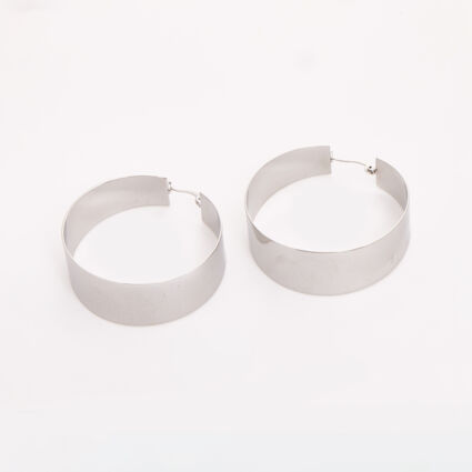 White Gold Plated Sheet Hoop Earrings - Image 1 - please select to enlarge image