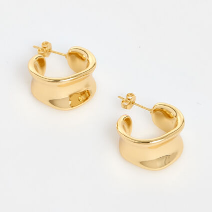 18ct Gold Plated Chunky Curved Hoop Earrings - Image 1 - please select to enlarge image