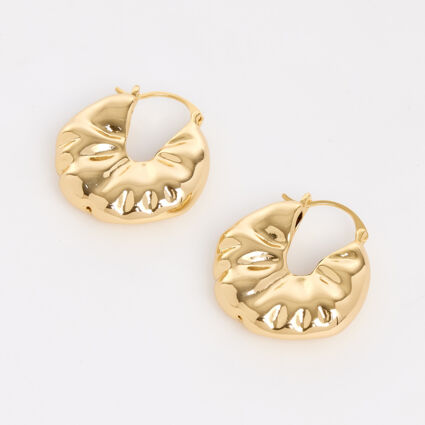 18ct Gold Plated Scrunchie Hoop Earrings - Image 1 - please select to enlarge image