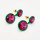 Green & Pink Gemstone Drop Earrings  - Image 1 - please select to enlarge image