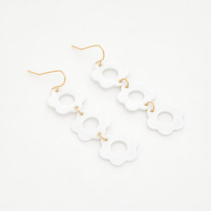 White Floral Drop Earrings  - Image 1 - please select to enlarge image