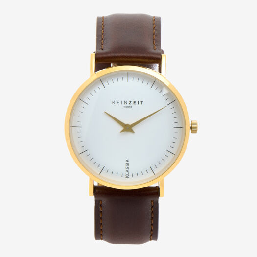 Brown Leather Strap White Face Watch  - Image 1 - please select to enlarge image