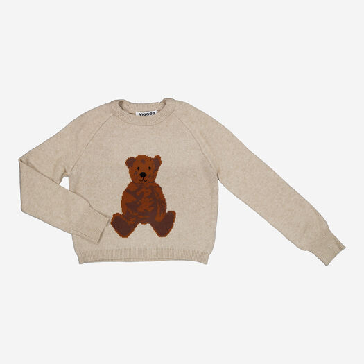 Beigefarbener Pullover mit Bärenmotiv - Bild 1 - bitte auswählen, um das Bild zu vergrößern