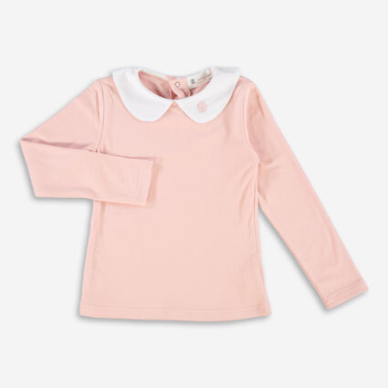 Pink Logo Collar Fleece Long Sleeve Top - Image 1 - please select to enlarge image