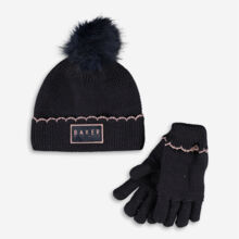 Navy Sparkle Hat & Gloves Set