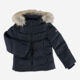 Navy Puffer Coat With Fur Hood - Image 1 - please select to enlarge image