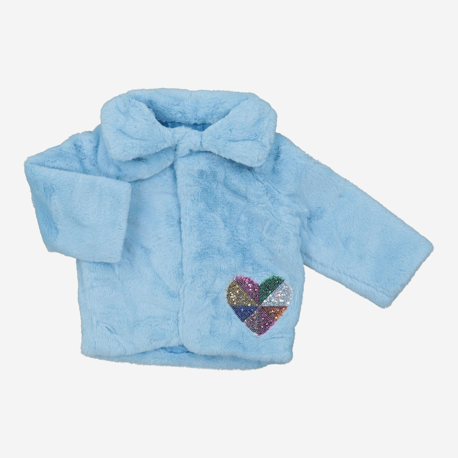 Blue Faux Fur Rainbow Heart Coat TK Maxx UK
