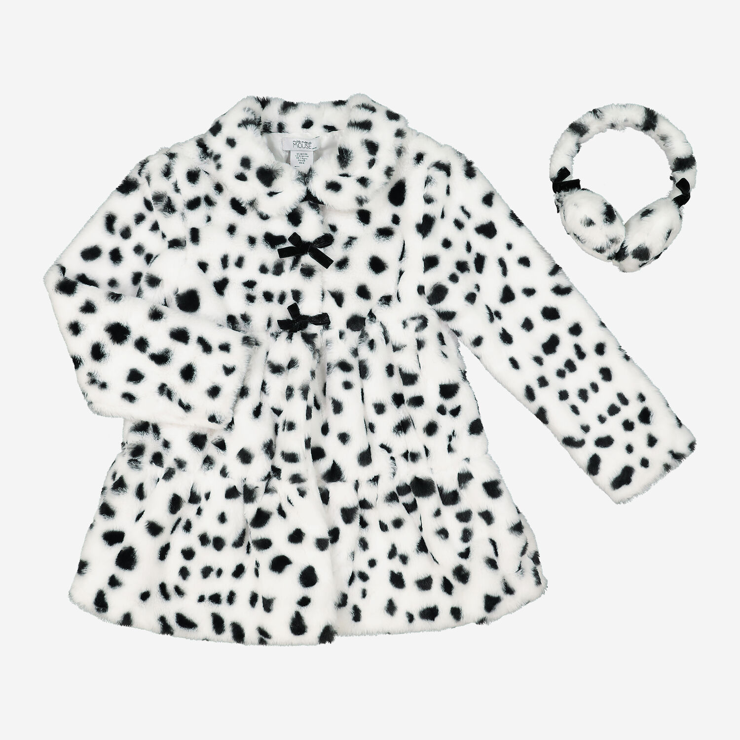 White Dalmatian Spot Faux Fur Coat With Earmuffs TK Maxx UK