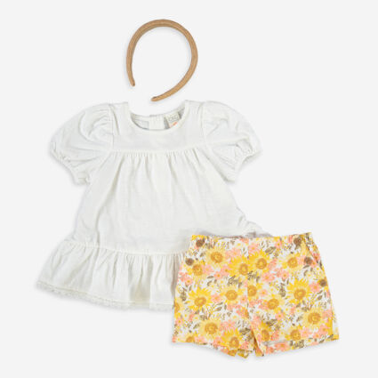 Three Piece White & Yellow Outfit - Image 1 - please select to enlarge image
