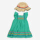 Two Piece Green Dress & Straw Hat  - Image 1 - please select to enlarge image