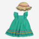 Two Piece Green Dress & Straw Hat  - Image 2 - please select to enlarge image
