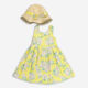 Yellow Floral Dress & Straw Hat Set  - Image 1 - please select to enlarge image