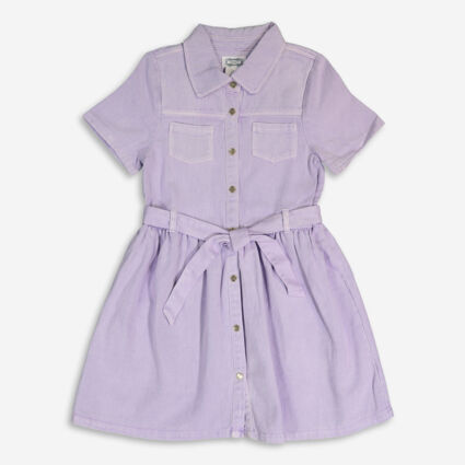 Lilac Denim Shirt Dress  - Image 1 - please select to enlarge image