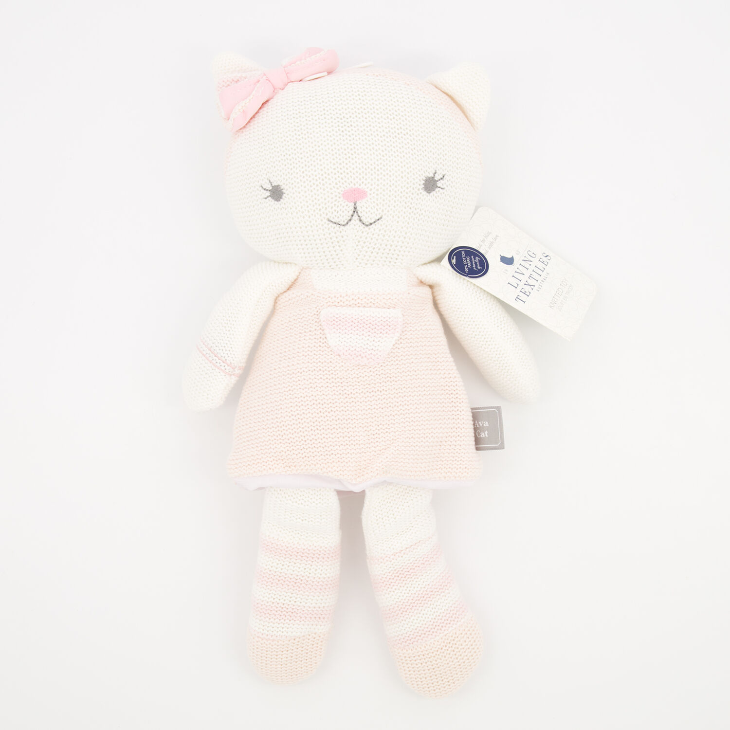 Pink & White Ava Cat Knitted Soft Toy 38x16cm - TK Maxx UK