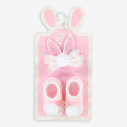 Pink Easter Headband & Bootie Set - Image 1 - please select to enlarge image