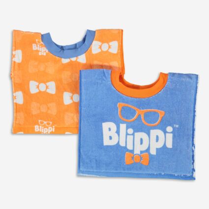 Two Pack Blue & Orange Toddler Bibs  - Image 1 - please select to enlarge image