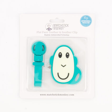 Teal Flat Face Teether & Soother Clip - Image 1 - please select to enlarge image