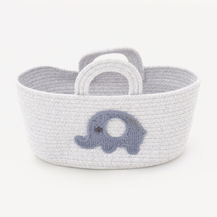Grey Woven Rope Tote Storage 18x40cm - Image 1 - please select to enlarge image