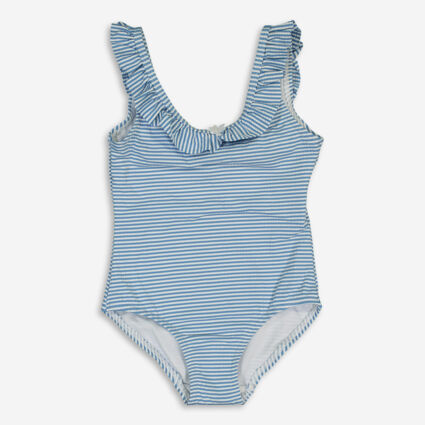 Blue & White Stripe Swimsuit - Image 1 - please select to enlarge image