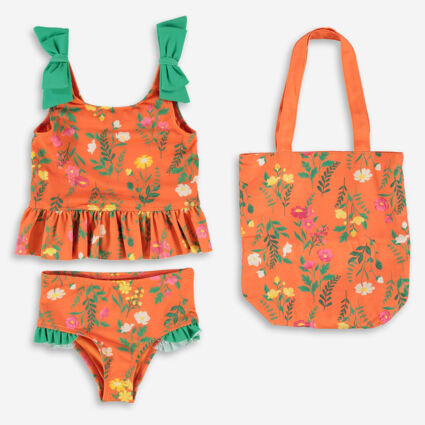 Three Piece Orange Tropic Swimwear - Image 1 - please select to enlarge image