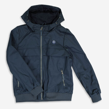 Navy Soft Shell Hooded Jacket - Image 1 - please select to enlarge image