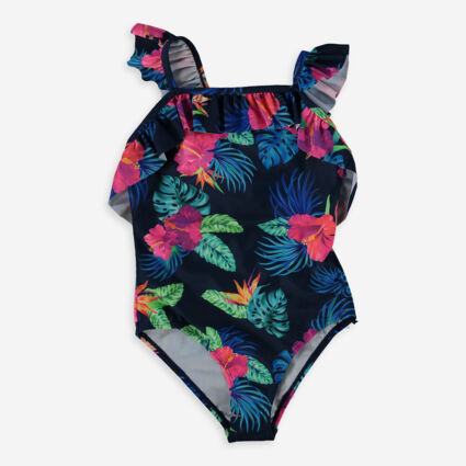 Blue Floral Swimsuit - Image 1 - please select to enlarge image