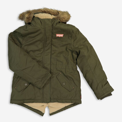 Olive Branded Parka Jacket - Image 1 - please select to enlarge image