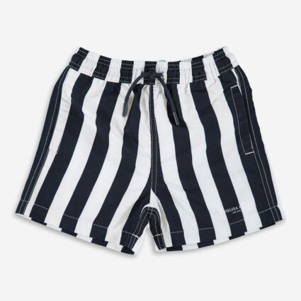 Navy & White Striped Swim Shorts  - Image 1 - please select to enlarge image