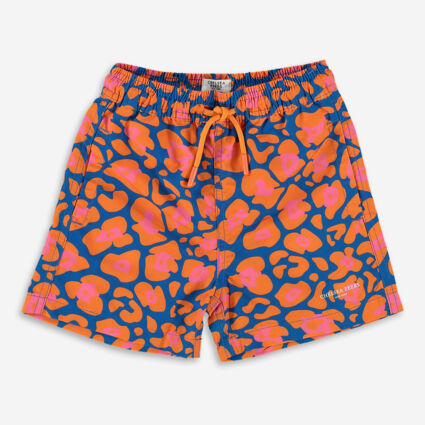 Orange Abstract Print Swim Shorts - Image 1 - please select to enlarge image