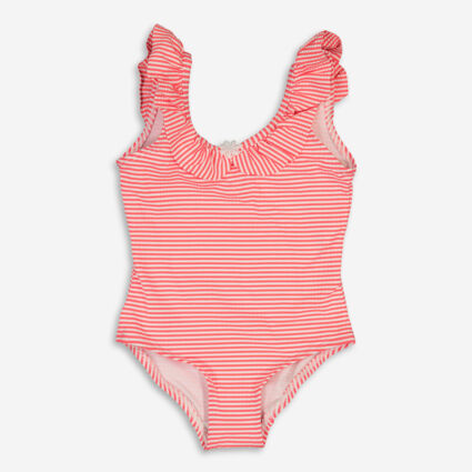 Pink & White Stripe Swimsuit - Image 1 - please select to enlarge image