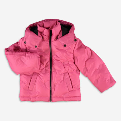 Pink Logo Puffer Coat  - Image 1 - please select to enlarge image