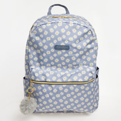 Grey Daisy Motif Backpack - Image 1 - please select to enlarge image