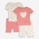 Four Piece Cream & Pink Pyjama Set - Image 1 - please select to enlarge image