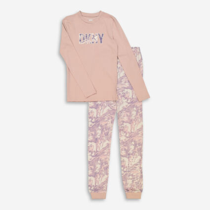 Two Piece Pink & Lilac Pyjamas Set - Image 1 - please select to enlarge image