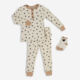 Beige Love Heart Patterned Pyjama Set - Image 1 - please select to enlarge image