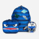 Three Piece Blue Striped Bag & Headphones Set - Image 1 - please select to enlarge image