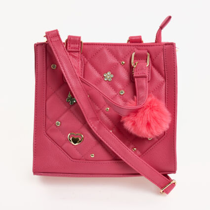 Pink Studded Cross Body Bag  - Image 1 - please select to enlarge image