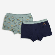 Two Pack Green & Navy Dinosaurs Prince Boxershorts