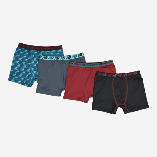 Four Pack Graphite Teal & Red Performance Boxer Briefs - Image 1 - please select to enlarge image