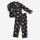 Two Piece Navy Satin Pyjama Set - Image 1 - please select to enlarge image