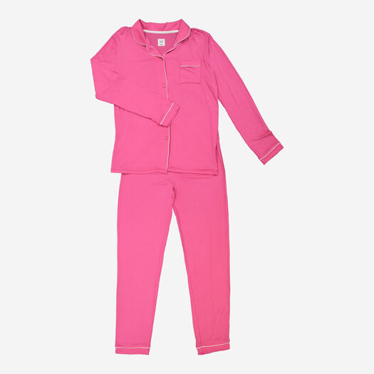 Pink & White Trim Pyjama Set - Image 1 - please select to enlarge image