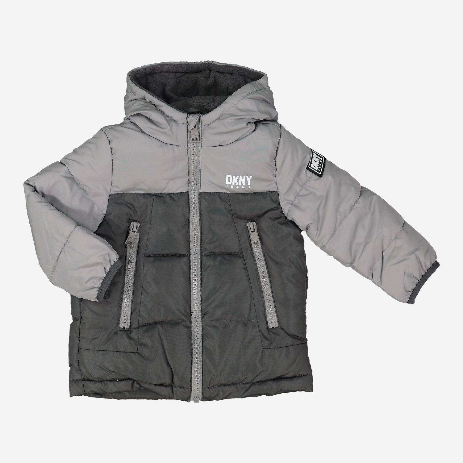 Grey Charcoal Colour Block Puffer Jacket TK Maxx UK