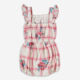 Pink & White Floral Check Romper - Image 2 - please select to enlarge image