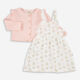 Two Piece Pink & White Floral Dress & Cardigan  - Image 1 - please select to enlarge image
