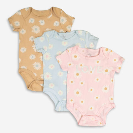 Multicolour Three Pack Floral Bodysuit Set  - Image 1 - please select to enlarge image