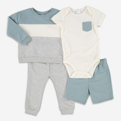 Four Pack Cream & Blue Sweats & Jogger Set - Image 1 - please select to enlarge image